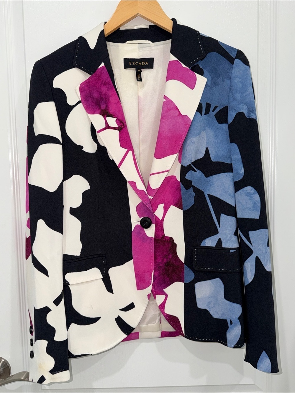 Escada Brikenas orchid print blazer jacket floral vintage designer 80s 38/6
